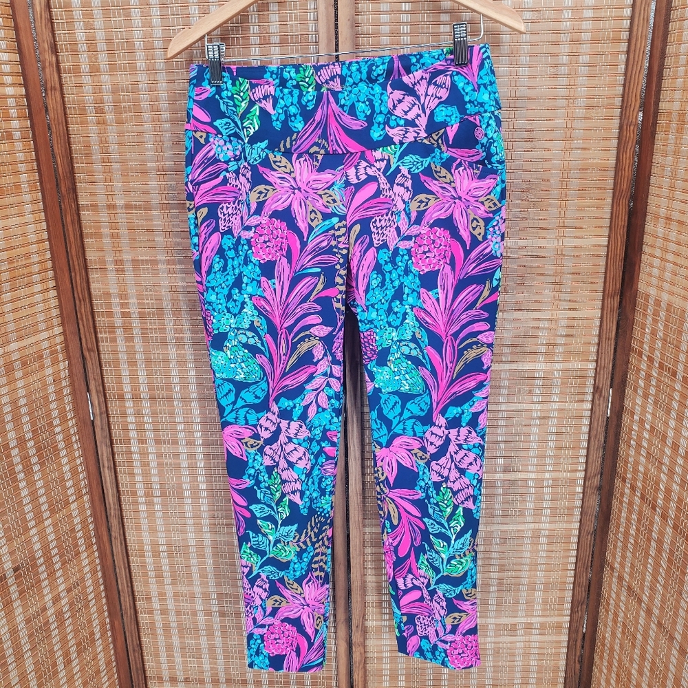 ☆ Lilly Pulitzer Luxletic Coastal Calypso UPF 50+ Golf Pants Size 6 Pink Blue